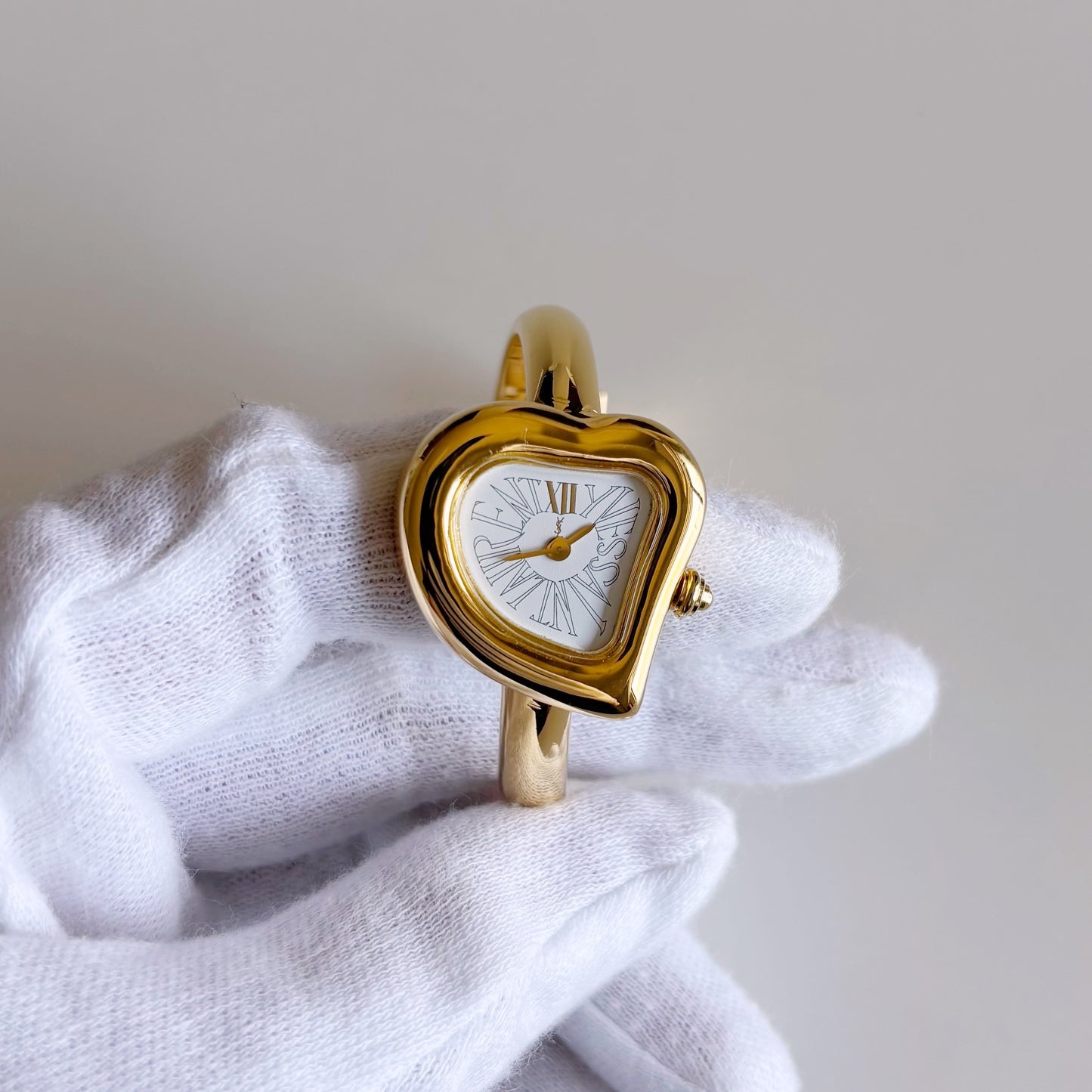 Yves Saint Laurent 1990s Heart Shaped Dial Gold Plated Watch