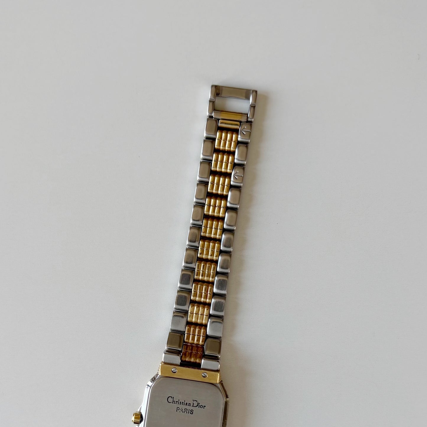 Dior 1980s Tank Two Tone Gold Plated Watch