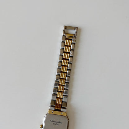 Dior 1980s Tank Two Tone Gold Plated Watch
