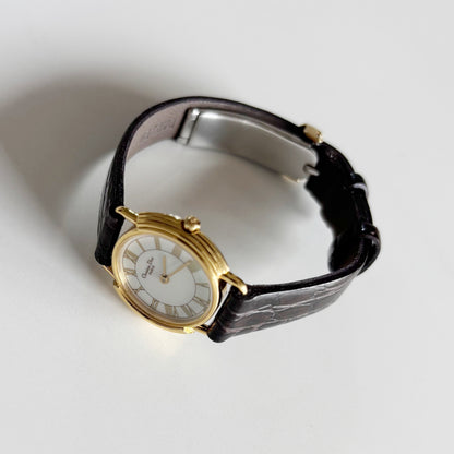 Dior 1990s Seashell Round Dial Gold Plated Watch