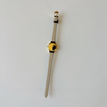 Gucci 1990s Seashell Round Dial Gold Plated Watch