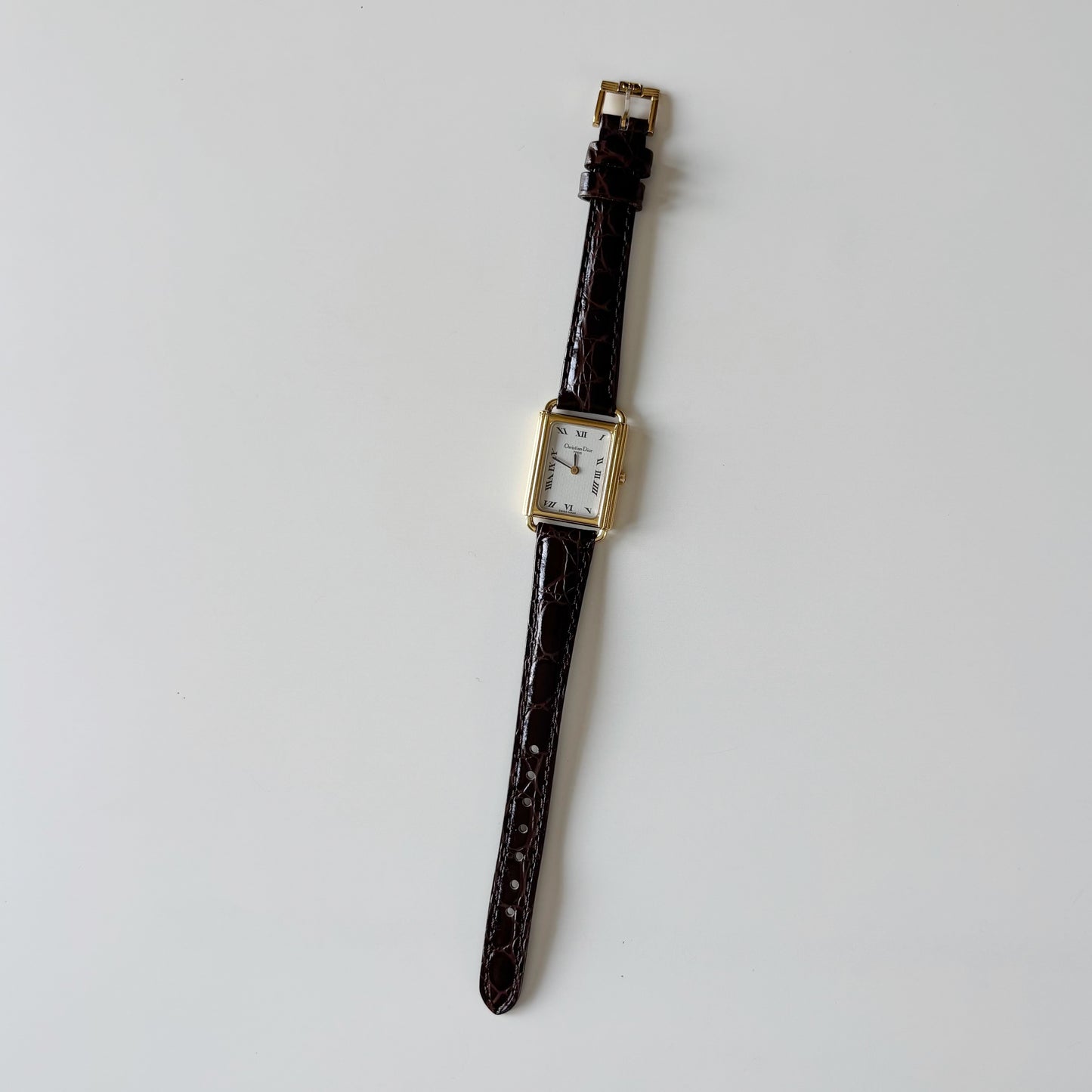 Dior 1990s CD Logo Tank Gold Plated Watch