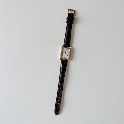 Dior 1990s CD Logo Tank Gold Plated Watch