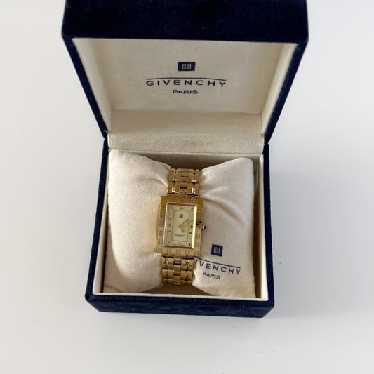 Givenchy 1990s Tank Gold Plated Watch (Large)