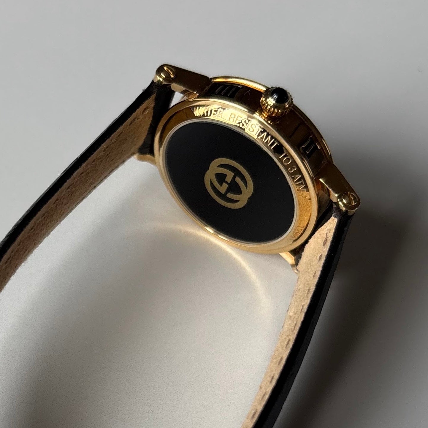 Gucci 1990s Date Round Dial Gold Plated Watch