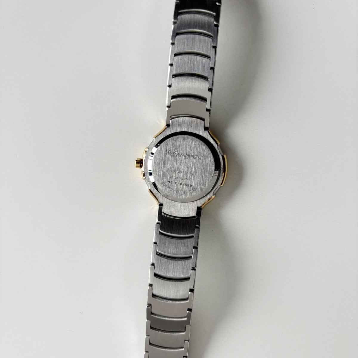 Yves Saint Laurent 1990s Round Dial Date Two-Tone Gold-Plated Watch