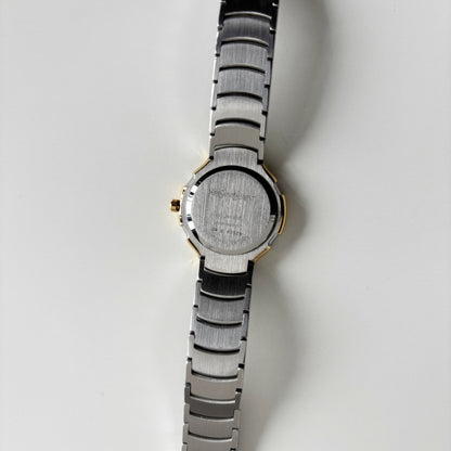 Yves Saint Laurent 1990s Round Dial Date Two-Tone Gold-Plated Watch