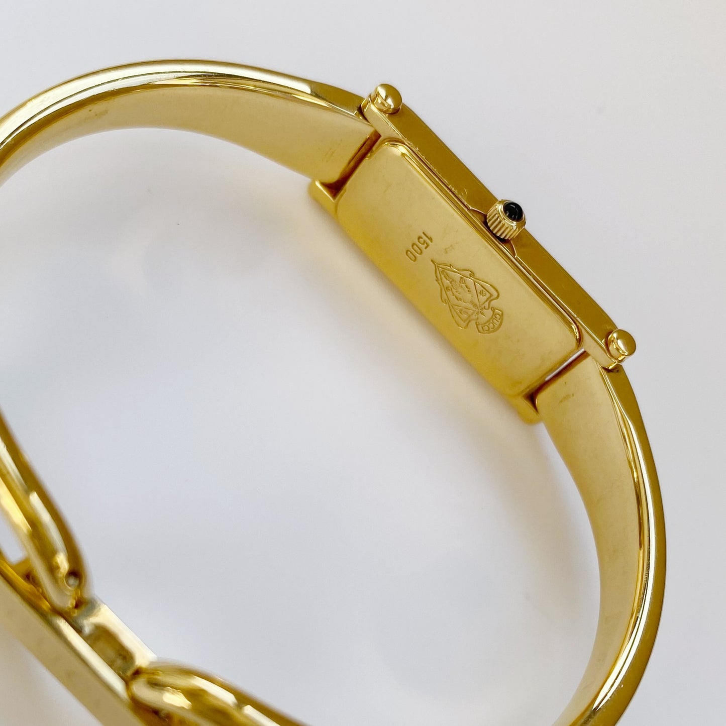 Gucci 1990s Seashell Dial Gold Plated Bangle Watch