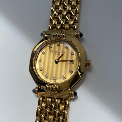 Dior 1990s Octagon Gold Plated Watch