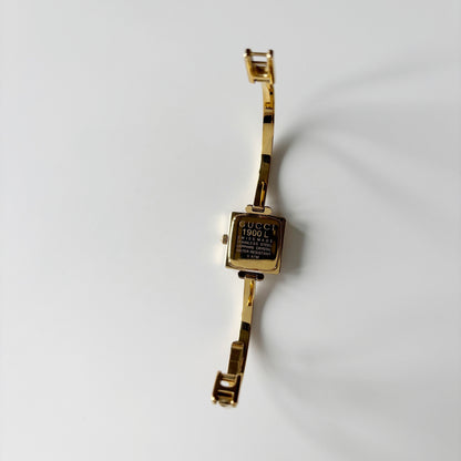 Gucci 1990s Square Dial Gold Plated Bangle Watch