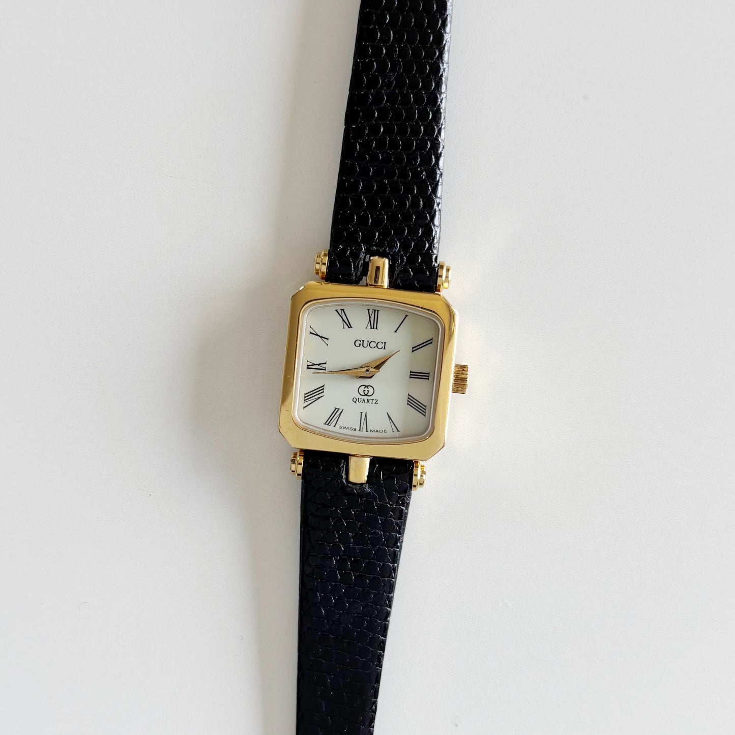 Gucci 1980s Square Dial Gold Plated Watch