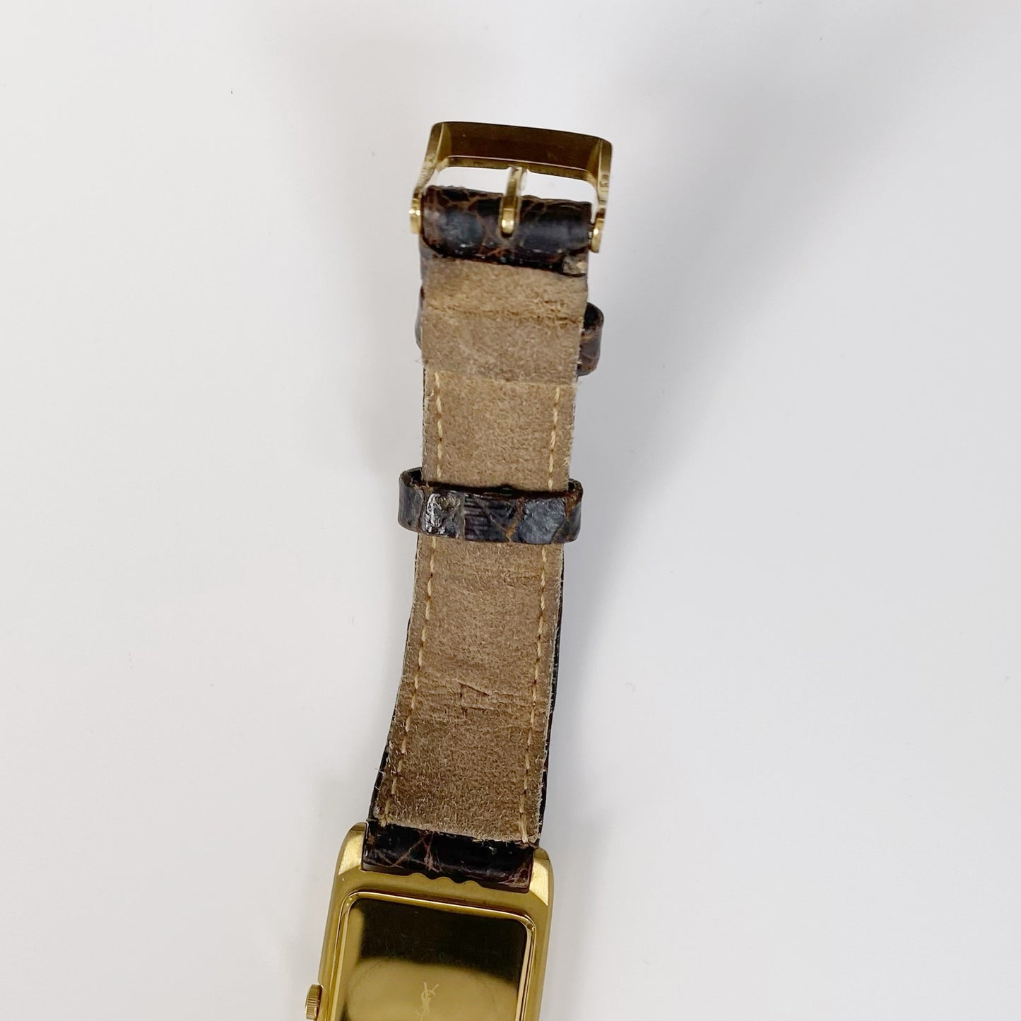 Yves Saint Laurent 1990s Tank Brown Leather Watch