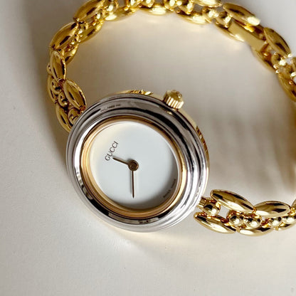 Gucci 1990s Interchangeable Bezel Gold Plated Watch with 6 bezels, case (160mm)