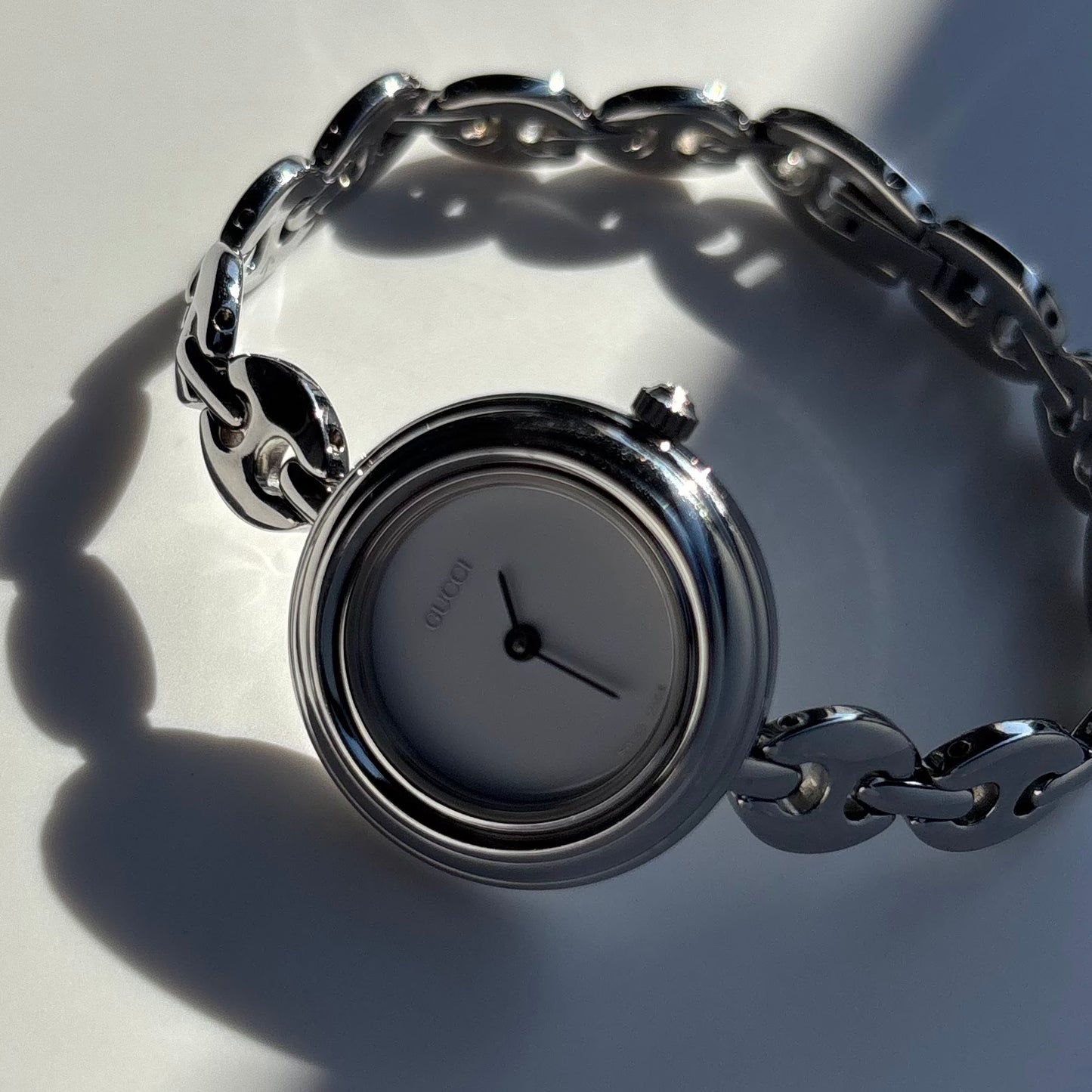 Gucci 1990s Interchangeable Bezel Stainless steel Watch with 6 bezels, case (165mm)