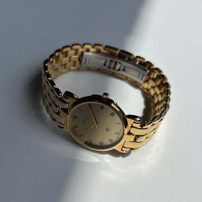 Gucci 1980s Round Dial Gold Plated Watch (Large)