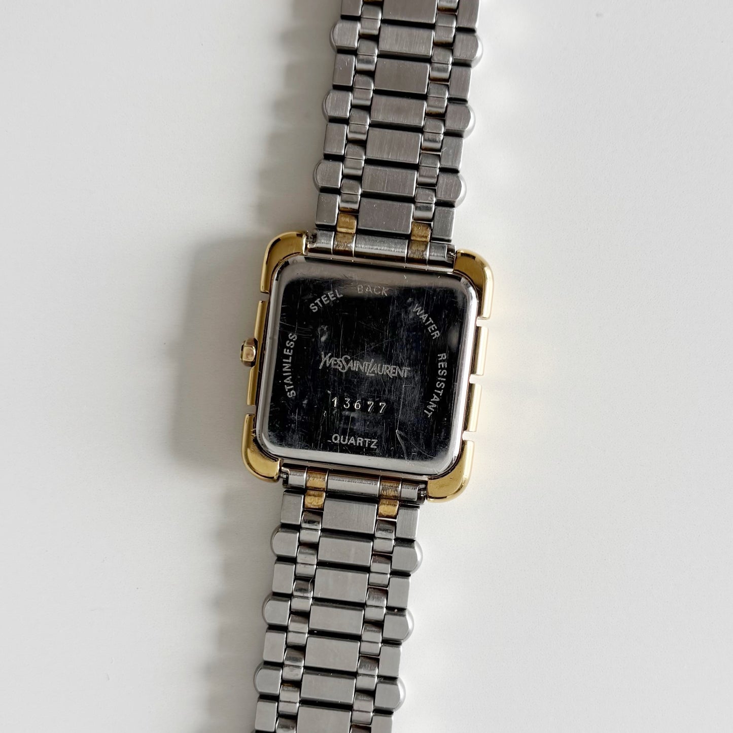 Yves Saint Laurent 1990s Square Dial Two Tone Watch