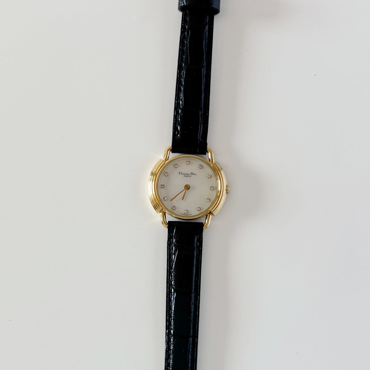 Dior 1990s Seashell Round Dial Gold Plated Watch