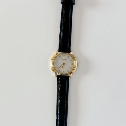 Dior 1990s Seashell Round Dial Gold Plated Watch