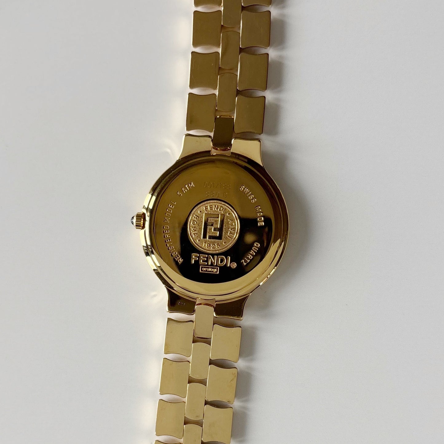 Fendi 1990s Date Round Dial Gold Plated Watch (Large)