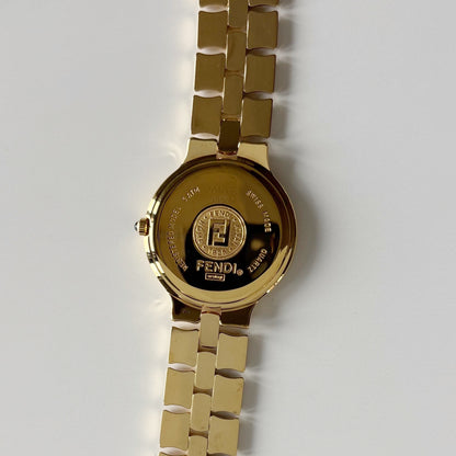 Fendi 1990s Date Round Dial Gold Plated Watch (Large)