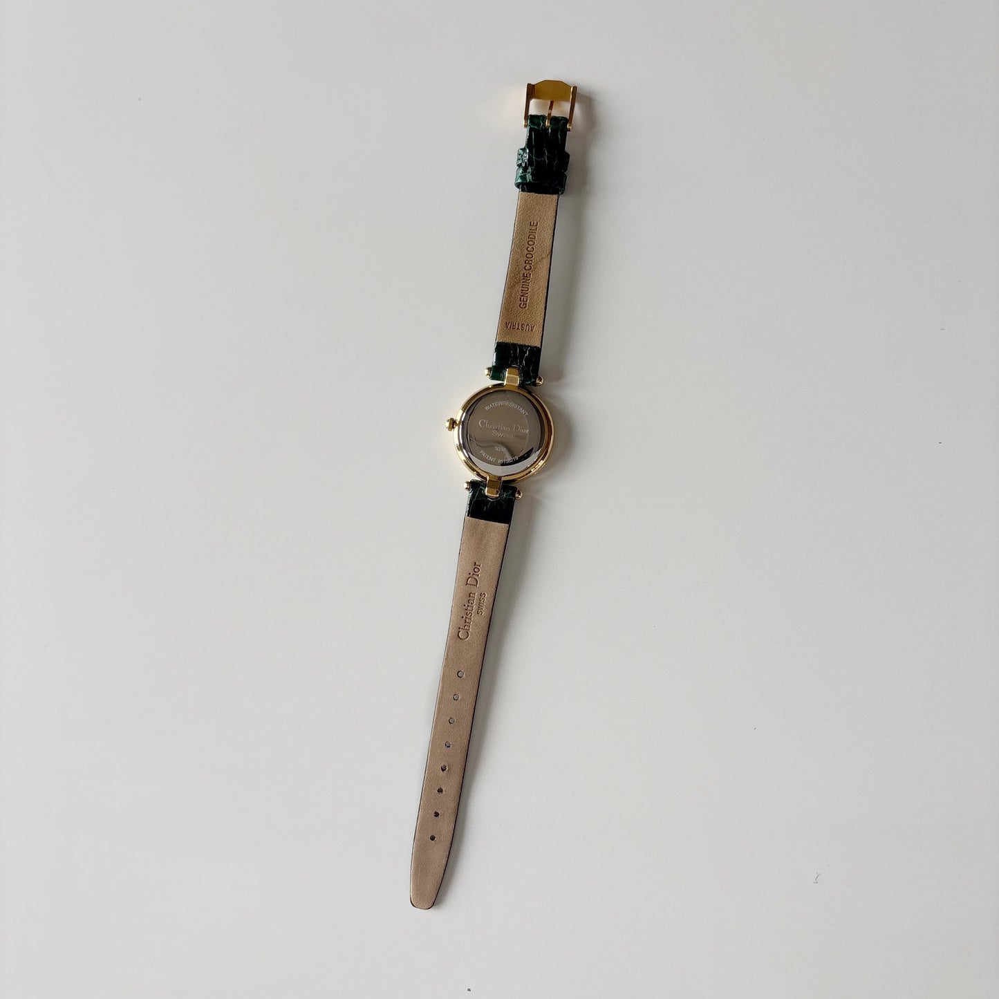 Dior 1990s Round Dial Interchangeable strap Gold Plated Watch with 3 straps, case