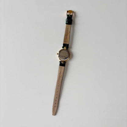 Dior 1990s Round Dial Interchangeable strap Gold Plated Watch with 3 straps, case