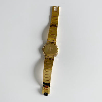 Gucci 1990s Black Dial Gold Plated Watch (Large)