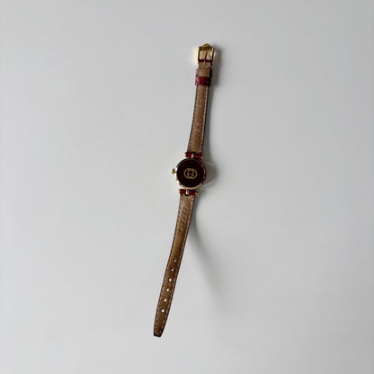Gucci 1990s Round Dial Red Gold Plated Watch