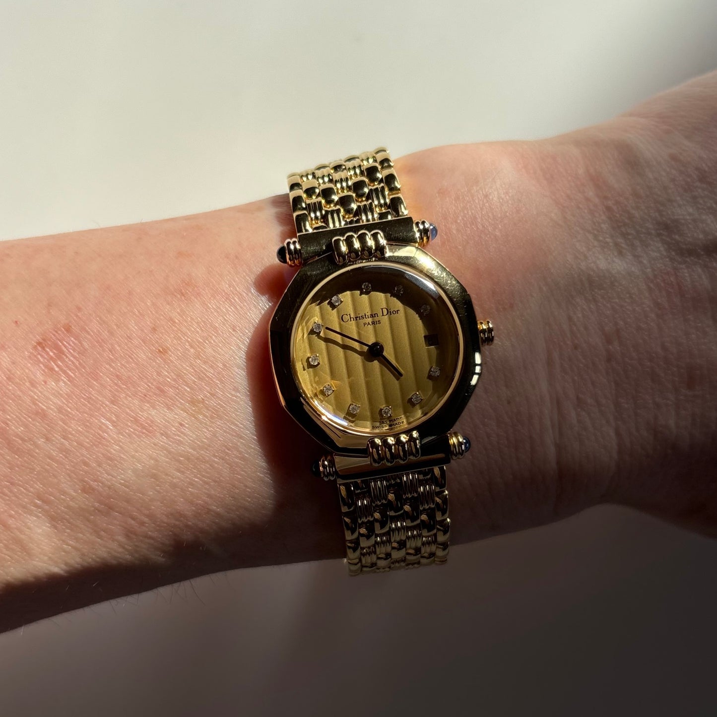 Dior 1990s Octagon Dial Gold Plated Watch