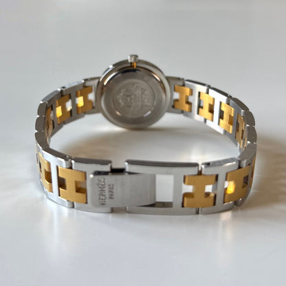 Hermes 1990s Clipper Round Dial Two Tone Gold Plated Watch