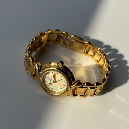 Fendi 1990s Seashell Dial Gold Plated Watch