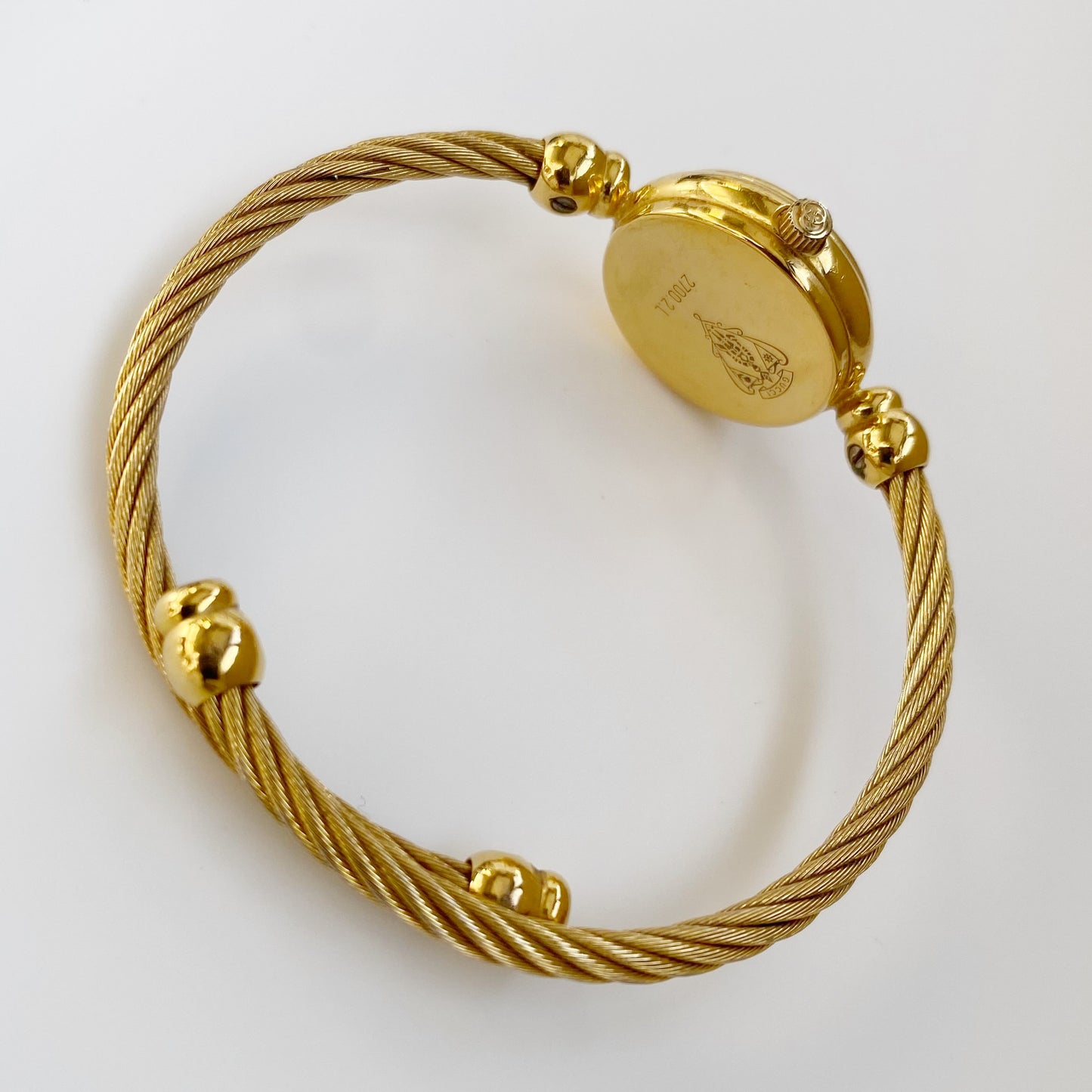 Gucci 1990s Seashell Dial Gold Plated Bangle Watch