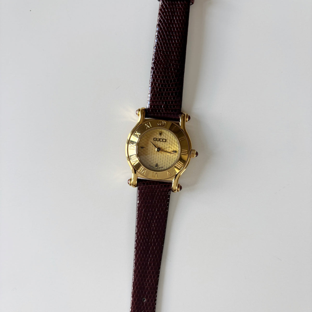 Gucci 1990s Gold Round Dial Watch