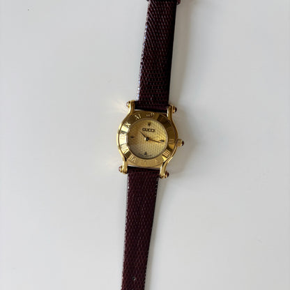 Gucci 1990s Gold Round Dial Watch