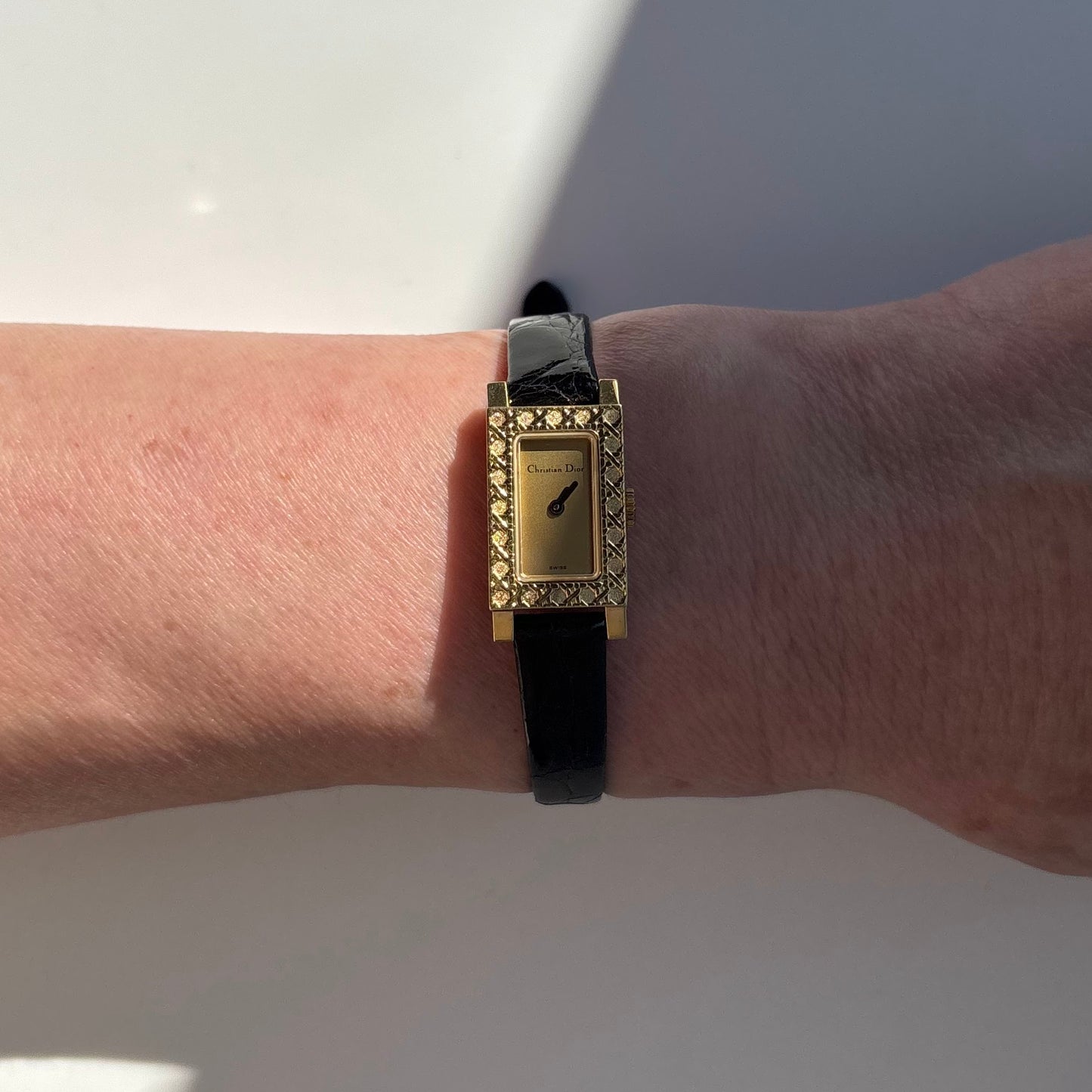 Dior 1990s La Parisienne  18K Solid Gold Case Tank Watch