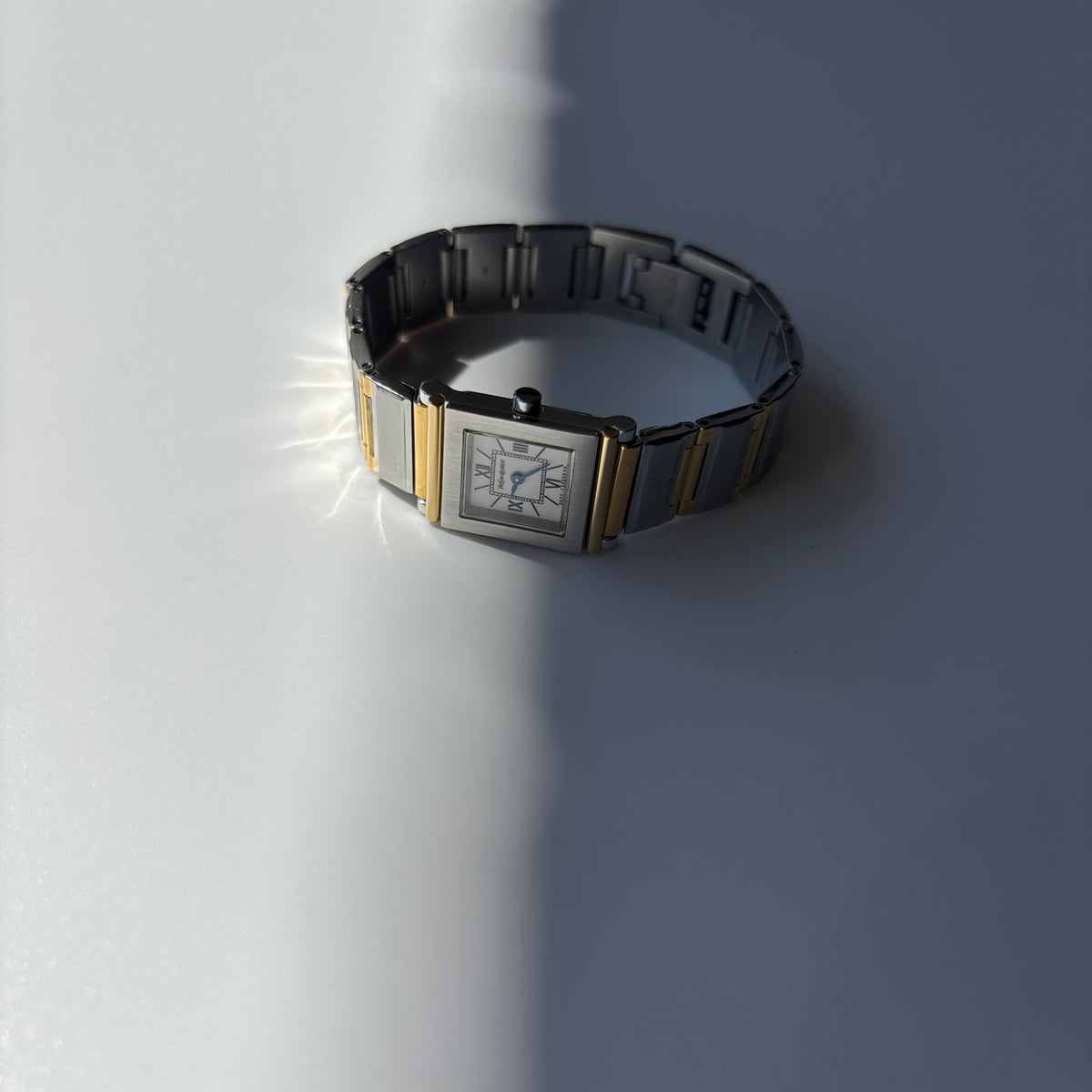 Yves Saint Laurent 1990s Square Dial Two-Tone Gold-Plated Watch