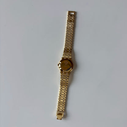 Gucci 1990s Cream Dial Date Gold Plated Watch