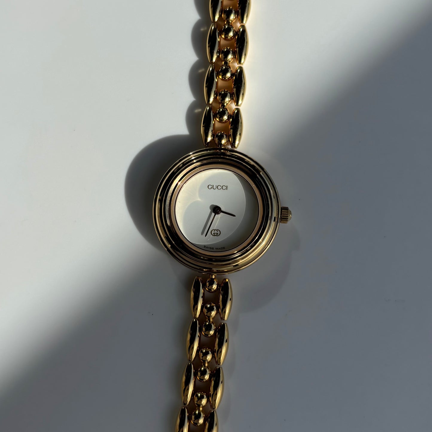 Gucci 1990s Interchangeable Bezel Gold Plated Watch with 6 bezels, case (165mm)