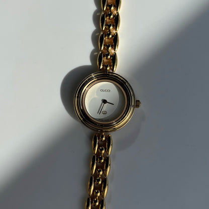 Gucci 1990s Interchangeable Bezel Gold Plated Watch with 6 bezels, case (165mm)