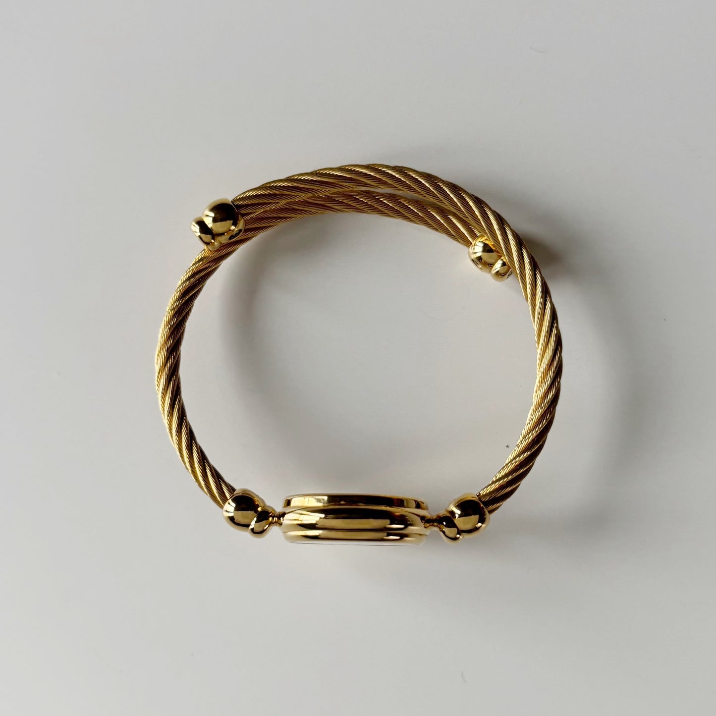 Gucci 1990s Black Dial Gold Plated Cable Bangle Watch