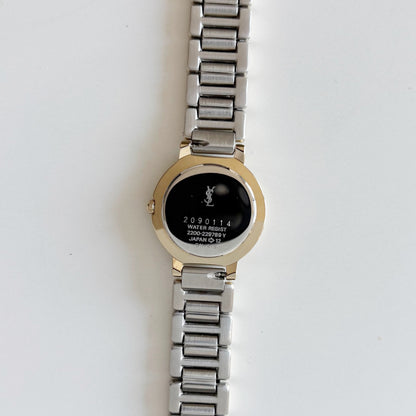 Yves Saint Laurent 1990s Black Dial Two Tone Watch