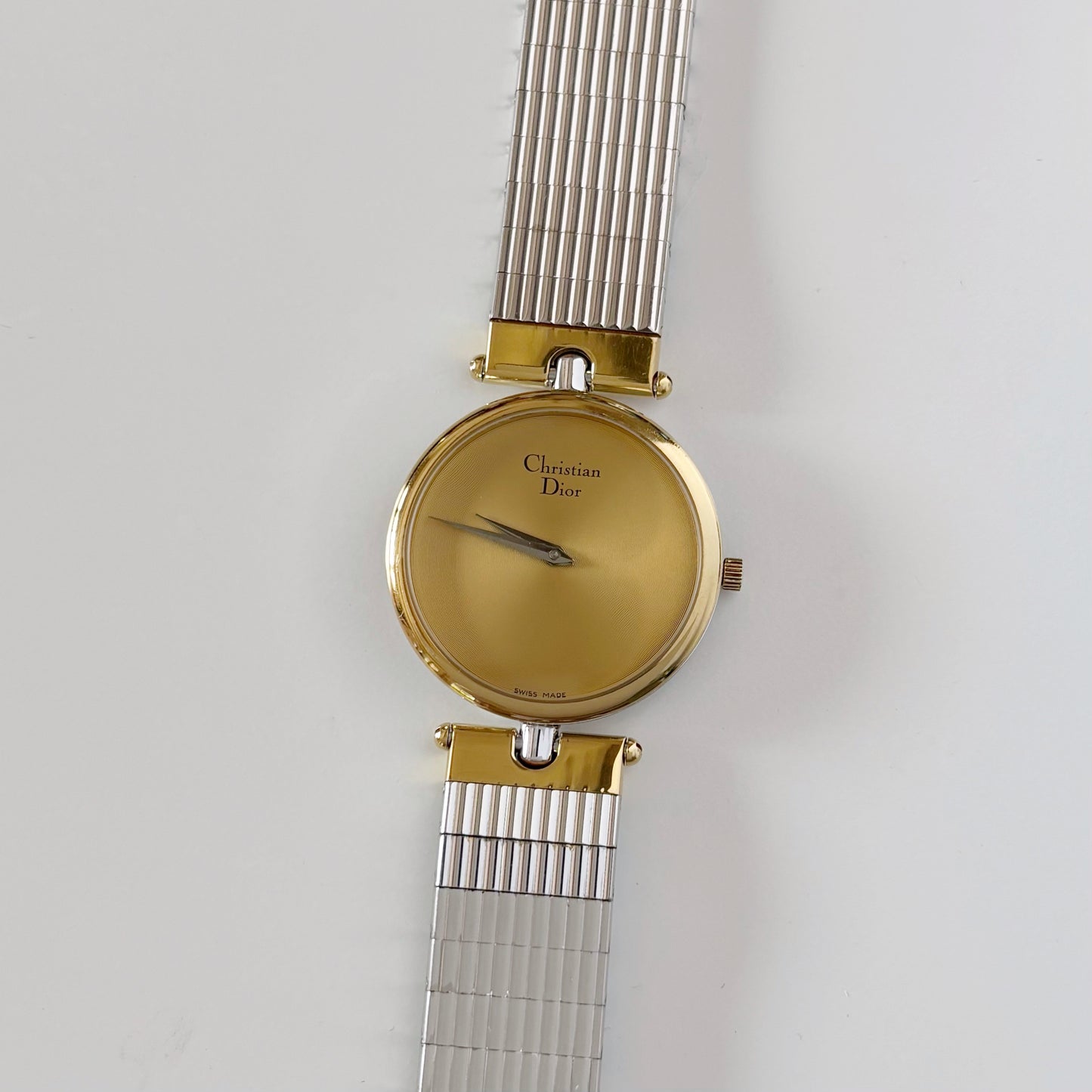 Dior 1990s Gold Dial Round Two Tone Watch