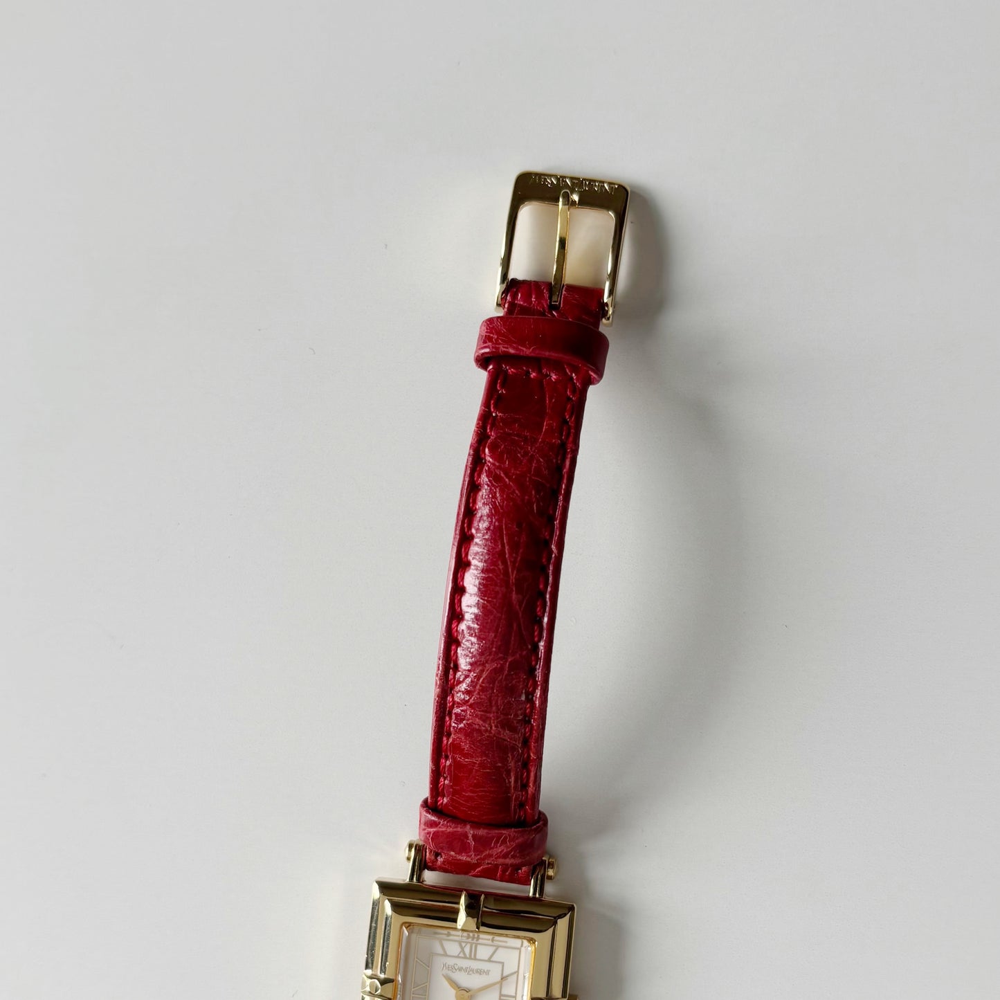 Yves Saint Laurent 1990s Square Dial Gold Plated Watch
