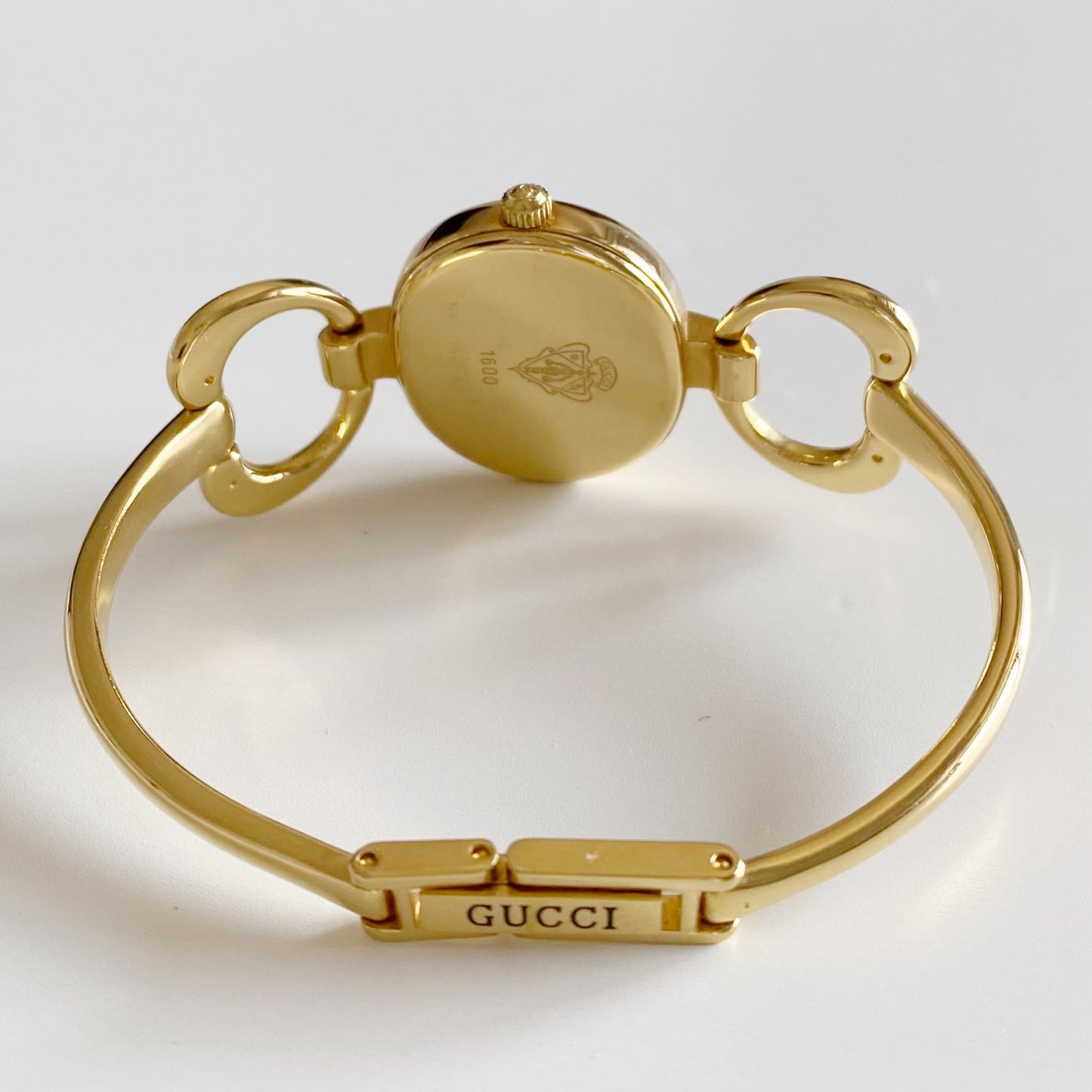 Gucci 1990s Seashell Dial Gold Plated Bangle Watch