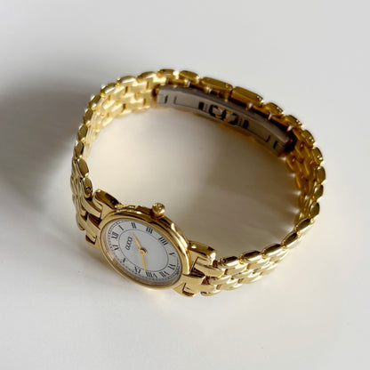 Gucci 1990s Round Dial Gold Plated Watch