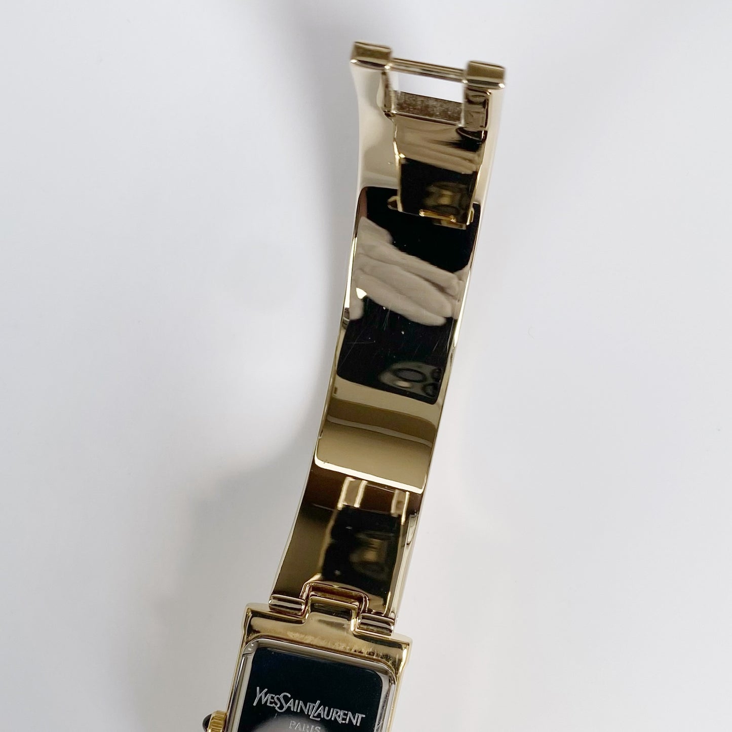 Yves Saint Laurent 1990s Seashell Dial Gold Plated Bangle Watch