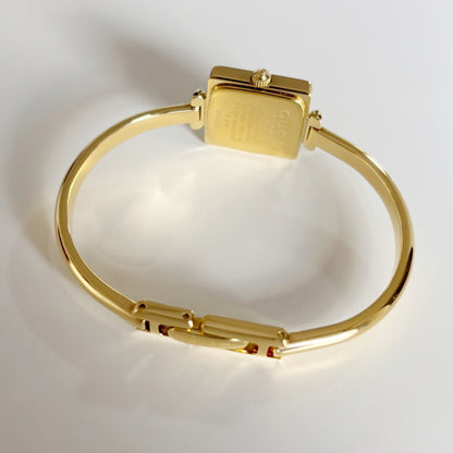 Gucci 1990s Square Dial Gold Plated Bangle Watch