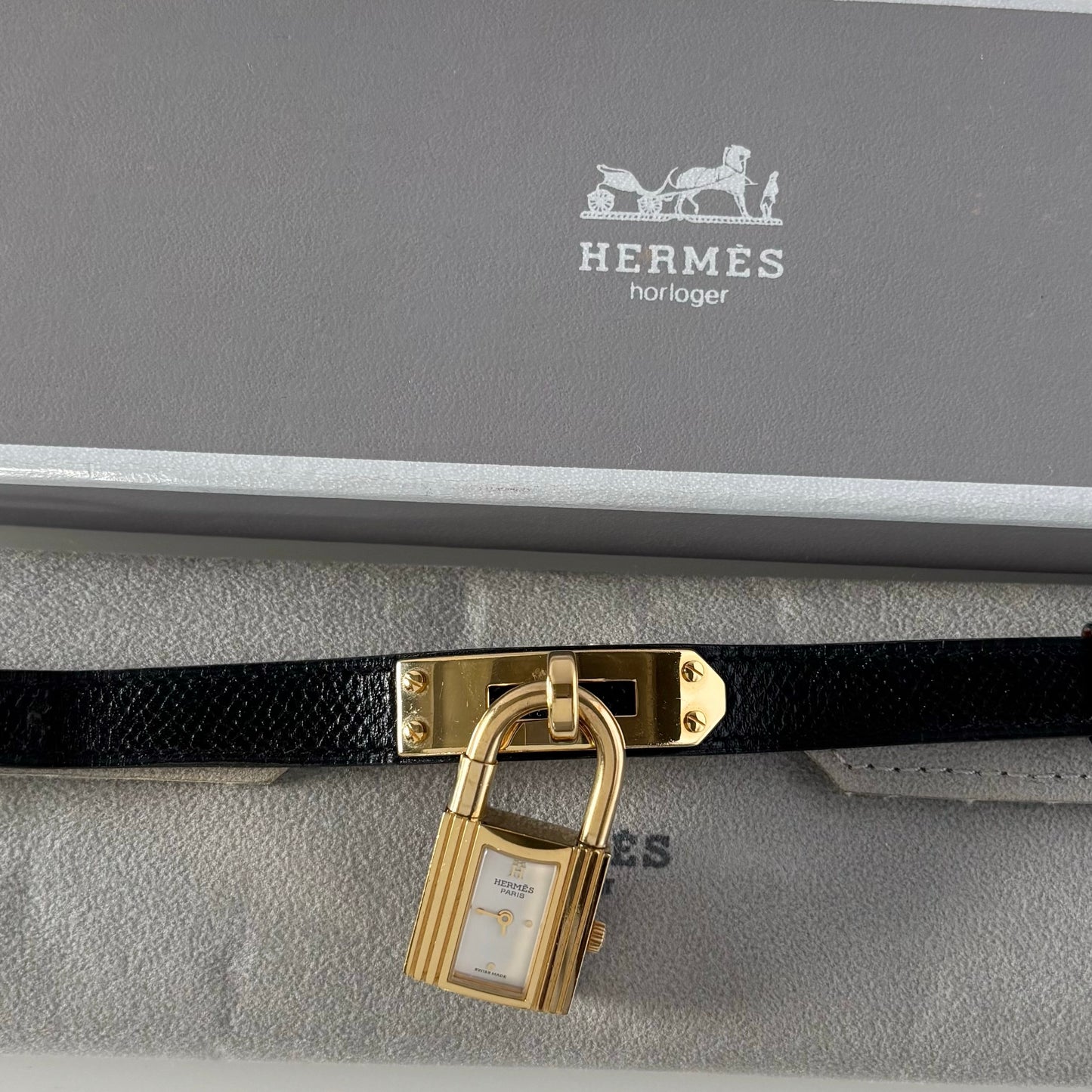 Hermes 1990s Kelly Gold Plated Watch