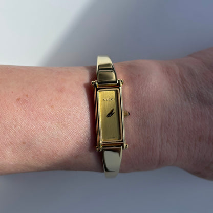 Gucci 1990s  Gold Dial Gold Plated Bangle Watch