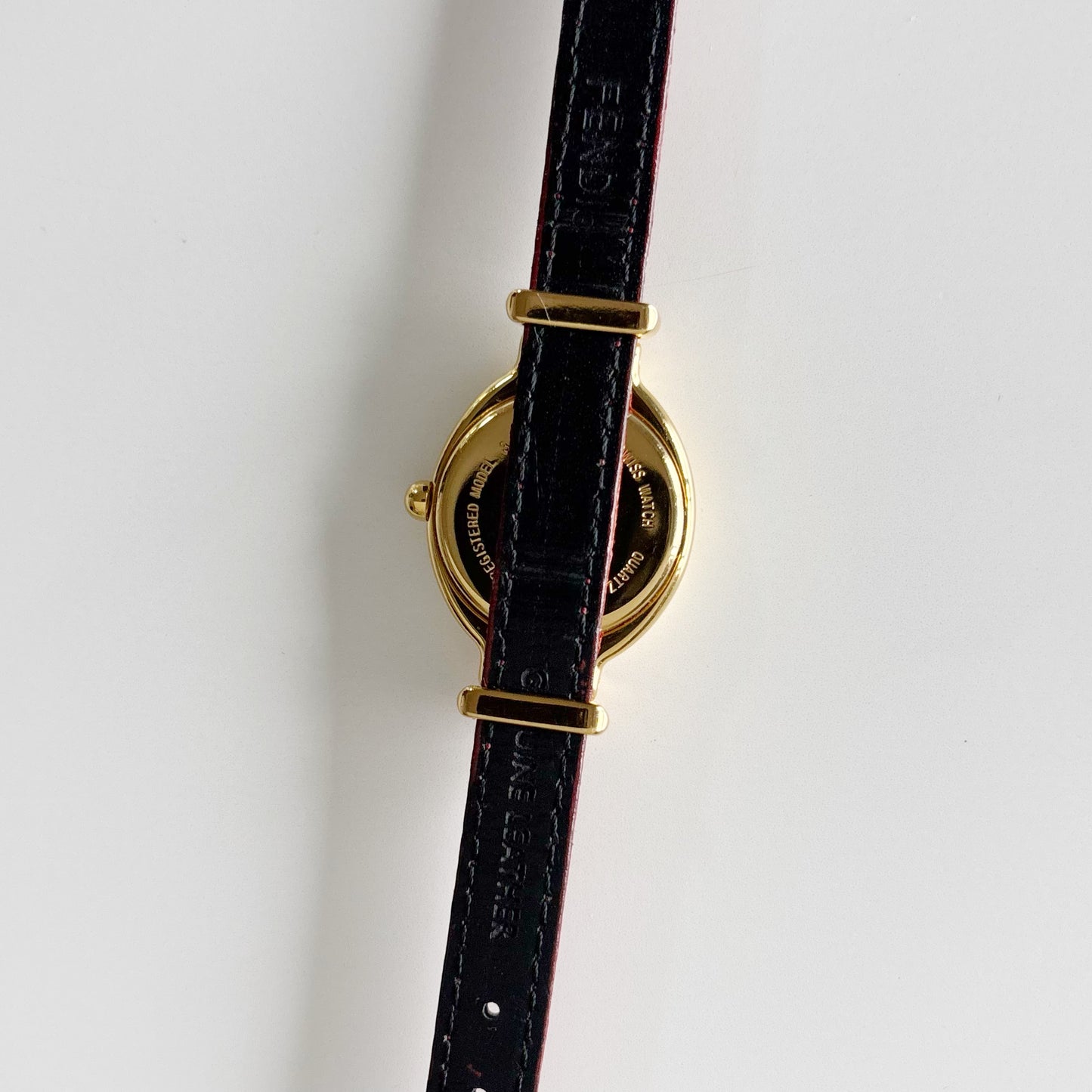 Fendi 1990s Interchangeable Strap Gold Plated Watch with 5 straps, case